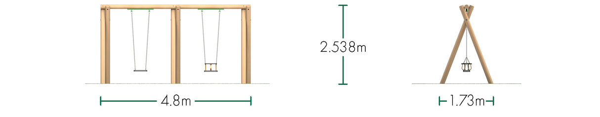 1 Flat & 1 Cradle Seat (2.4m)