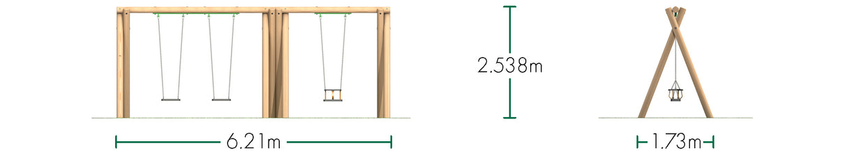 2 Flat & 1 Cradle Seat (2.4m)