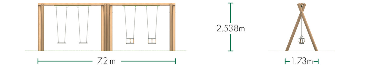 2 Flat & 2 Cradle Seats (2.4m)