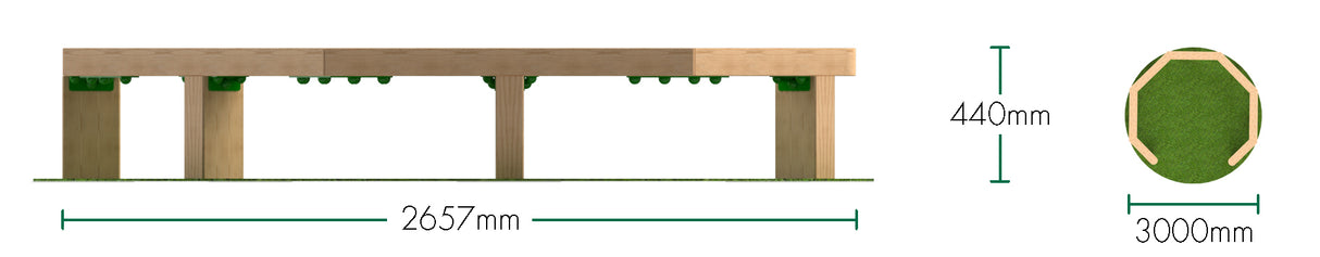 3m Open Octagonal Bench