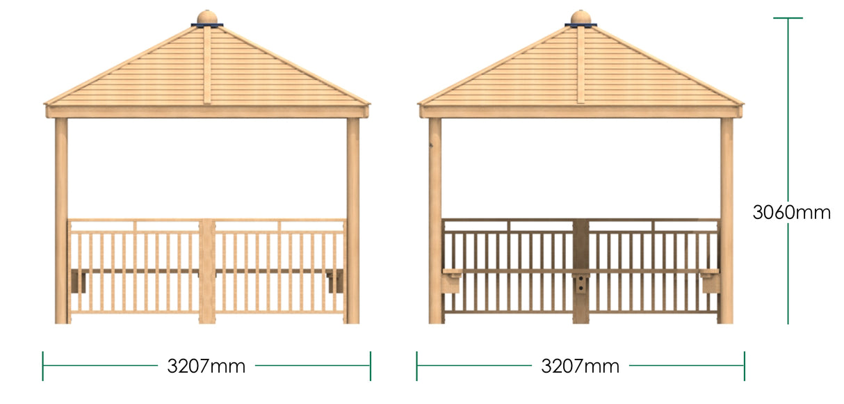 Square Shelter with Seats and Infills
