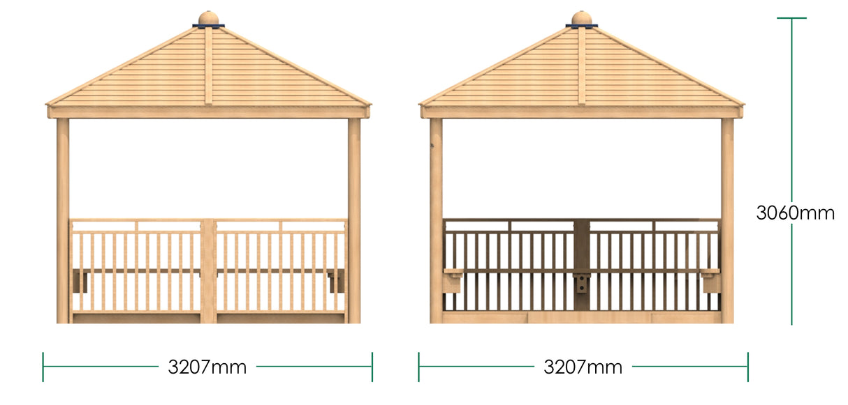 Square Shelter with Seats, Infills and Floor