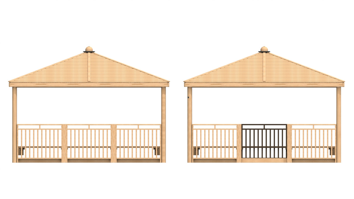 Square Shelter with Seats, Infills and Floor