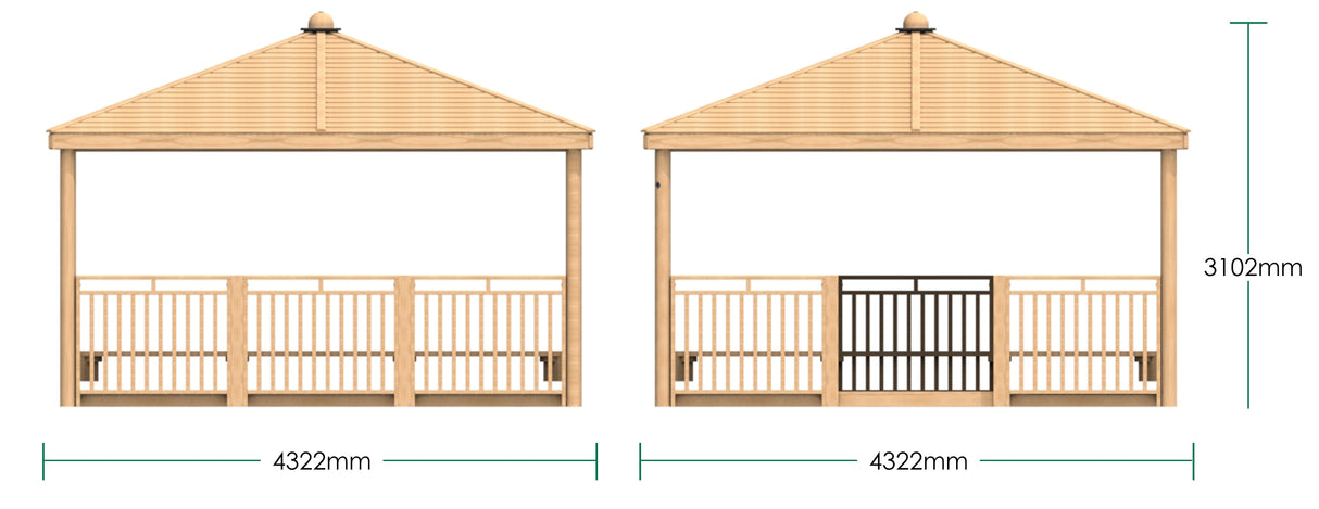 Square Shelter with Seats, Infills and Floor