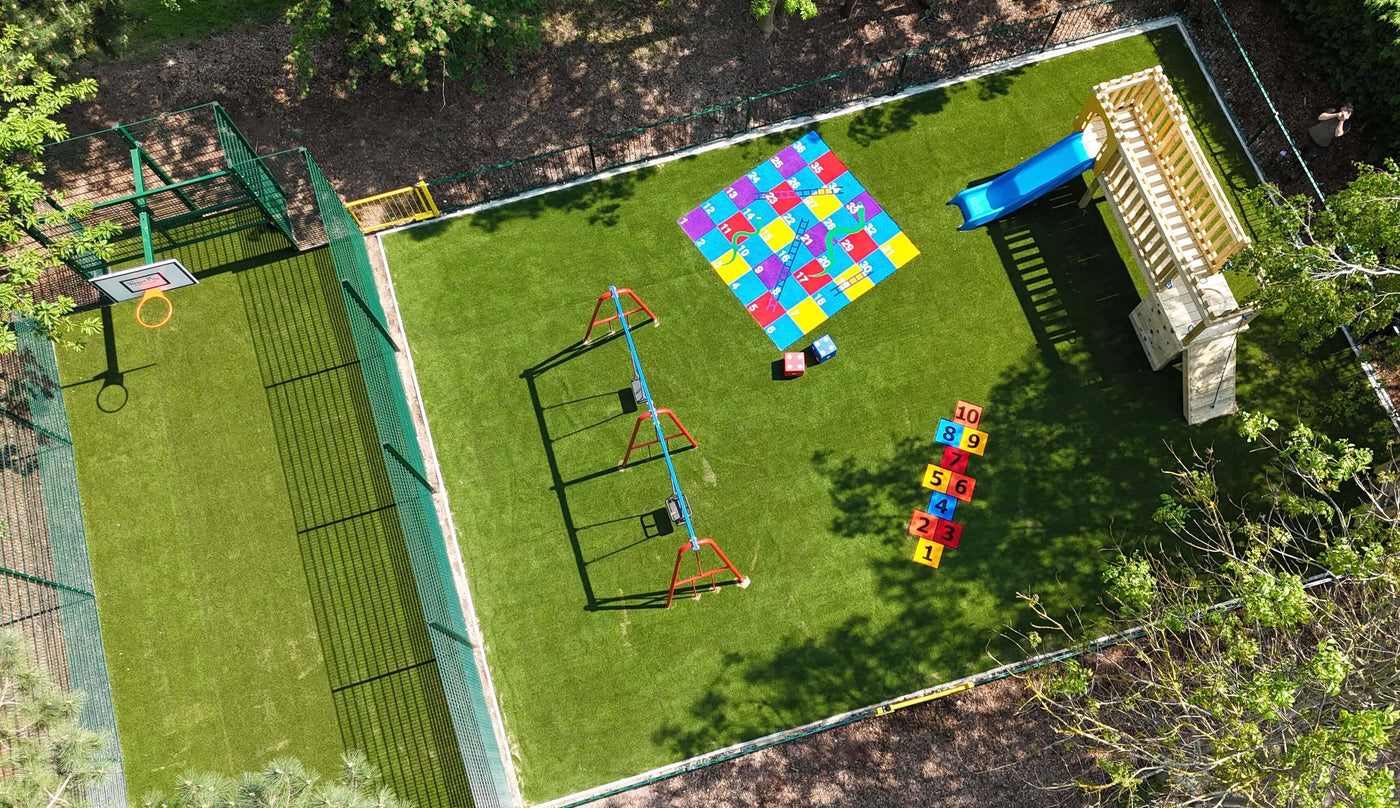 Aerial view of a playground installation