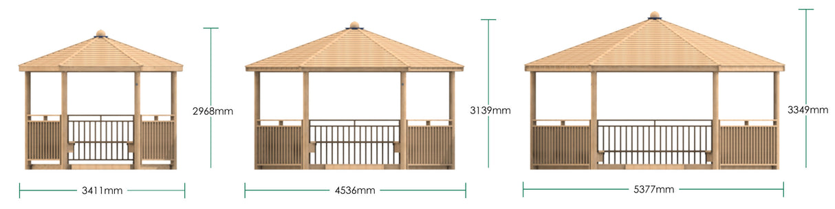 Hexagonal Shelter with Seats, Infills and Floor