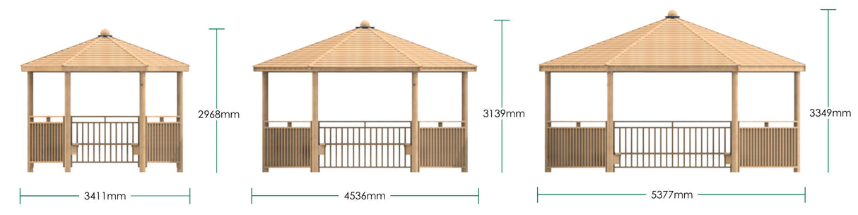 Hexagonal Shelter with Seats and Sides