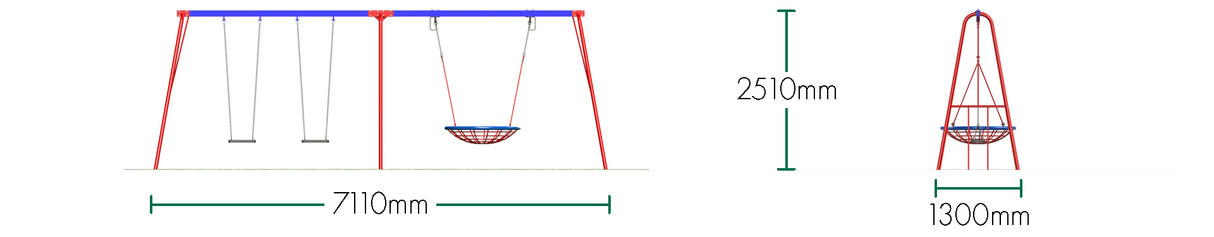 2 Flat & 1 Group Swing (2.4m)