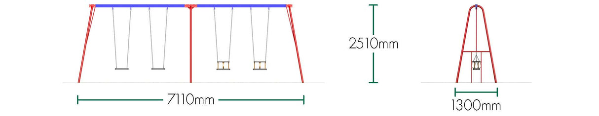 2 Flat & 2 Cradle Seats (2.4m)