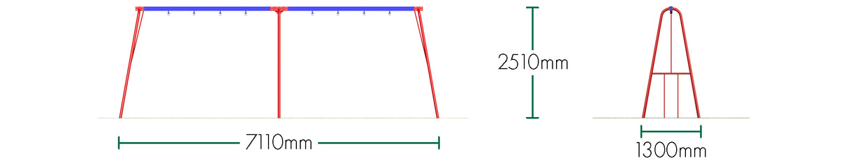 Steel 2 Bay Swing Frame Only (2.4m)