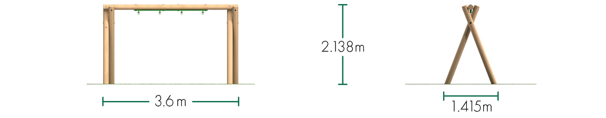 Timber Double Swing Frame Only (2.4m)
