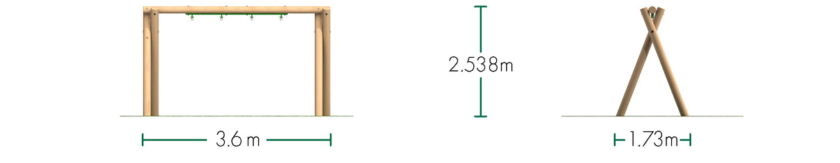 Timber Double Swing Frame Only (2.4m)