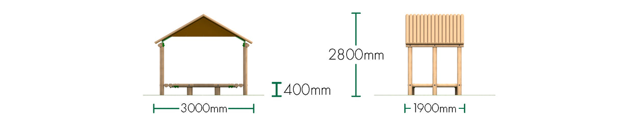 3.0 x 1.9m Shelter With Seats