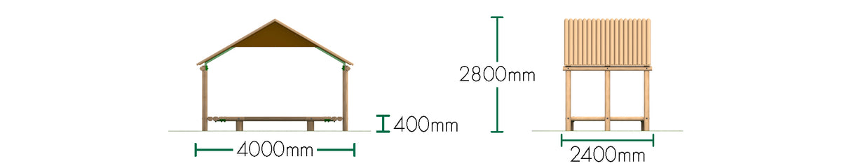 4.0 x 2.4m Shelter With Seats