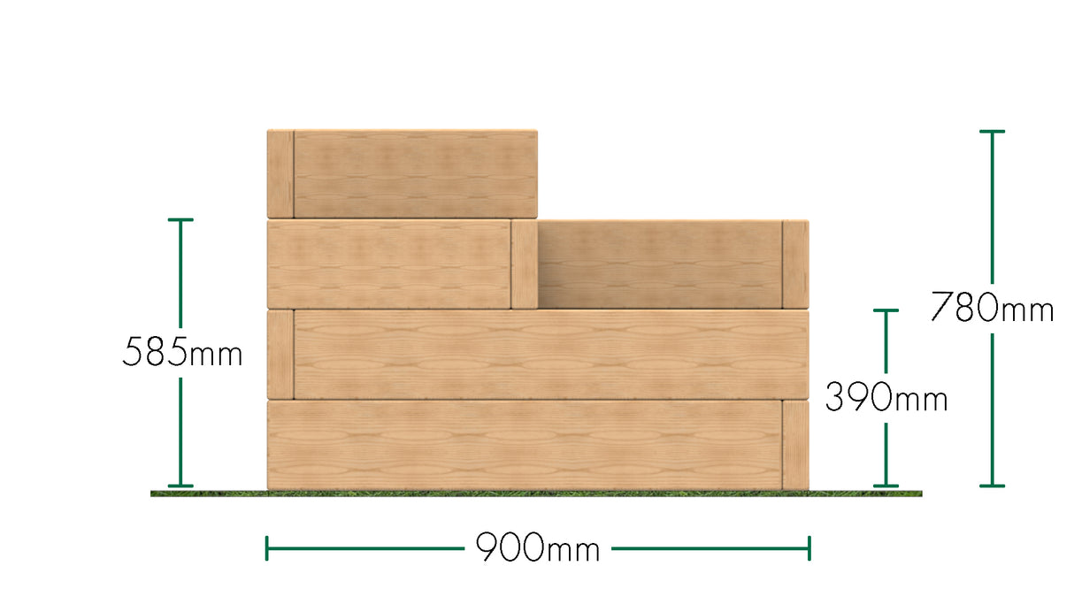 0.9m Raised Tiered Timber Bed