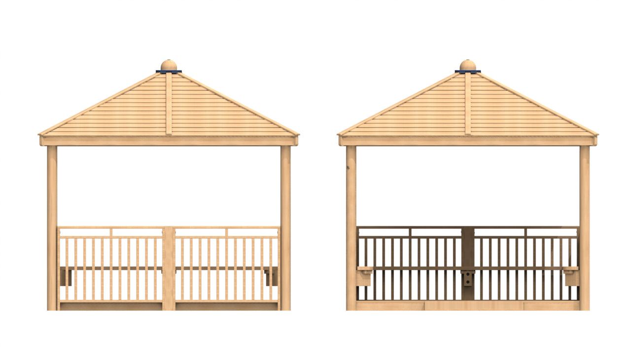 Square Shelter with Seats, Infills and Floor