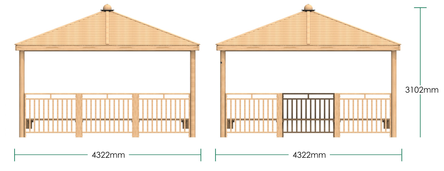 Square Shelter with Seats and Infills