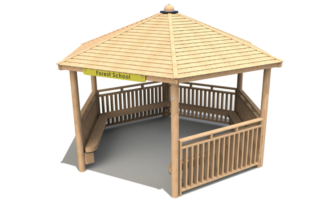 Hexagonal Shelter with Seats and Sides