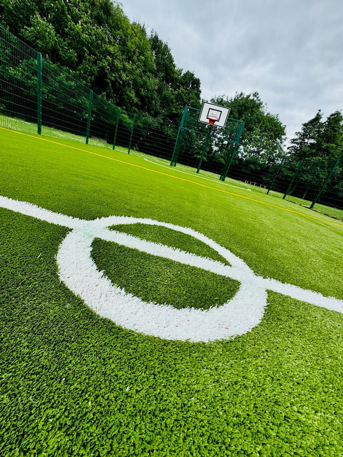 Artificial Grass Football pitch showing the centre circle line markings
