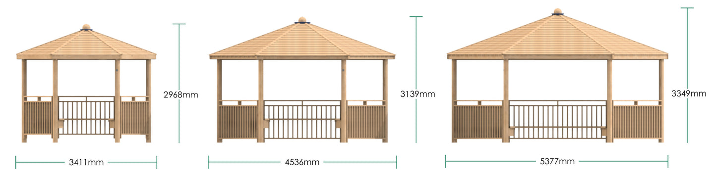 Hexagonal Shelter with Seats and Sides