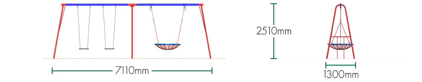 2 Flat & 1 Group Swing (2.4m)