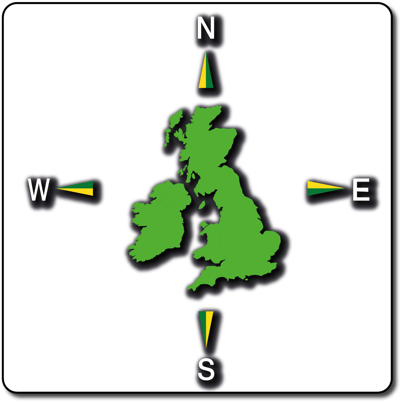 4 Point UK Map Compass